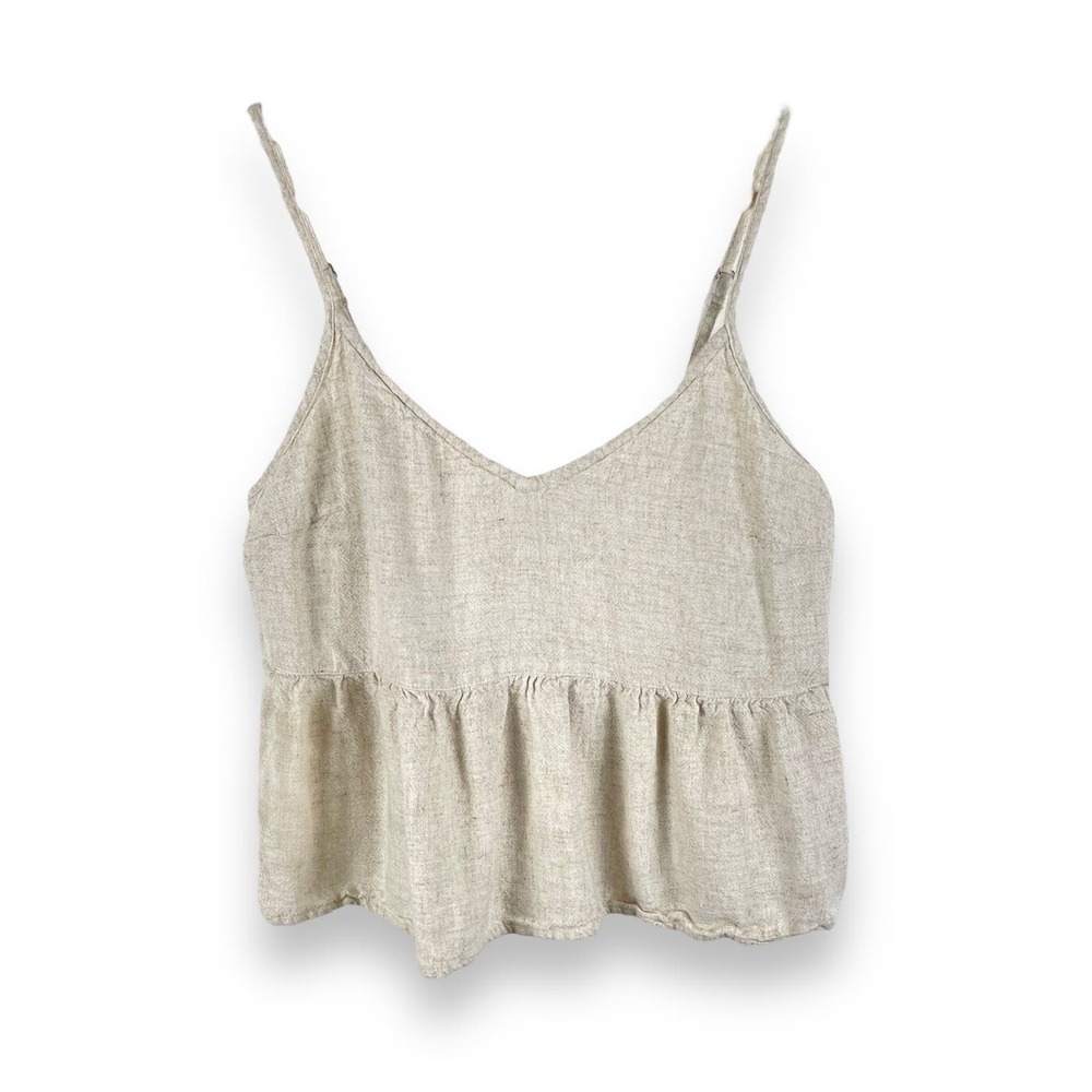 Abercrombie Beige Linen Blend Babydoll Tank Top Size S